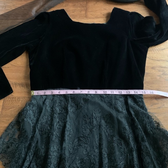 Vintage Black Lace and Velour Midi Dress - Picture 9 of 15